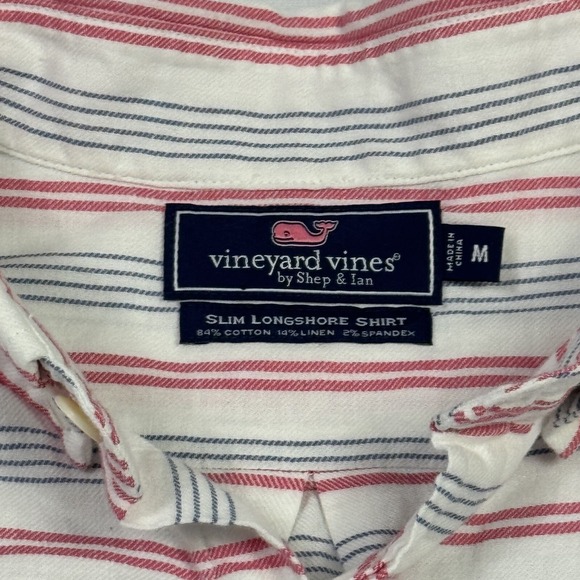 Vineyard Vines Men's Slim Longshore Shirt Linen Blend Striped Multicolor Medium - Picture 5 of 11